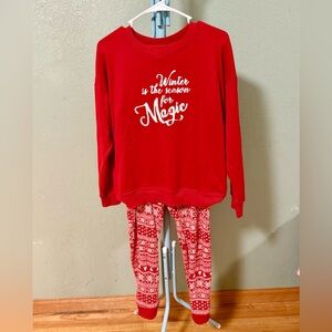 Cuddl Duds Red and White Snowflake Pajama Pants